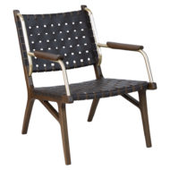 Kensington contract furniture lounge chair, wood frame and leather weave front view